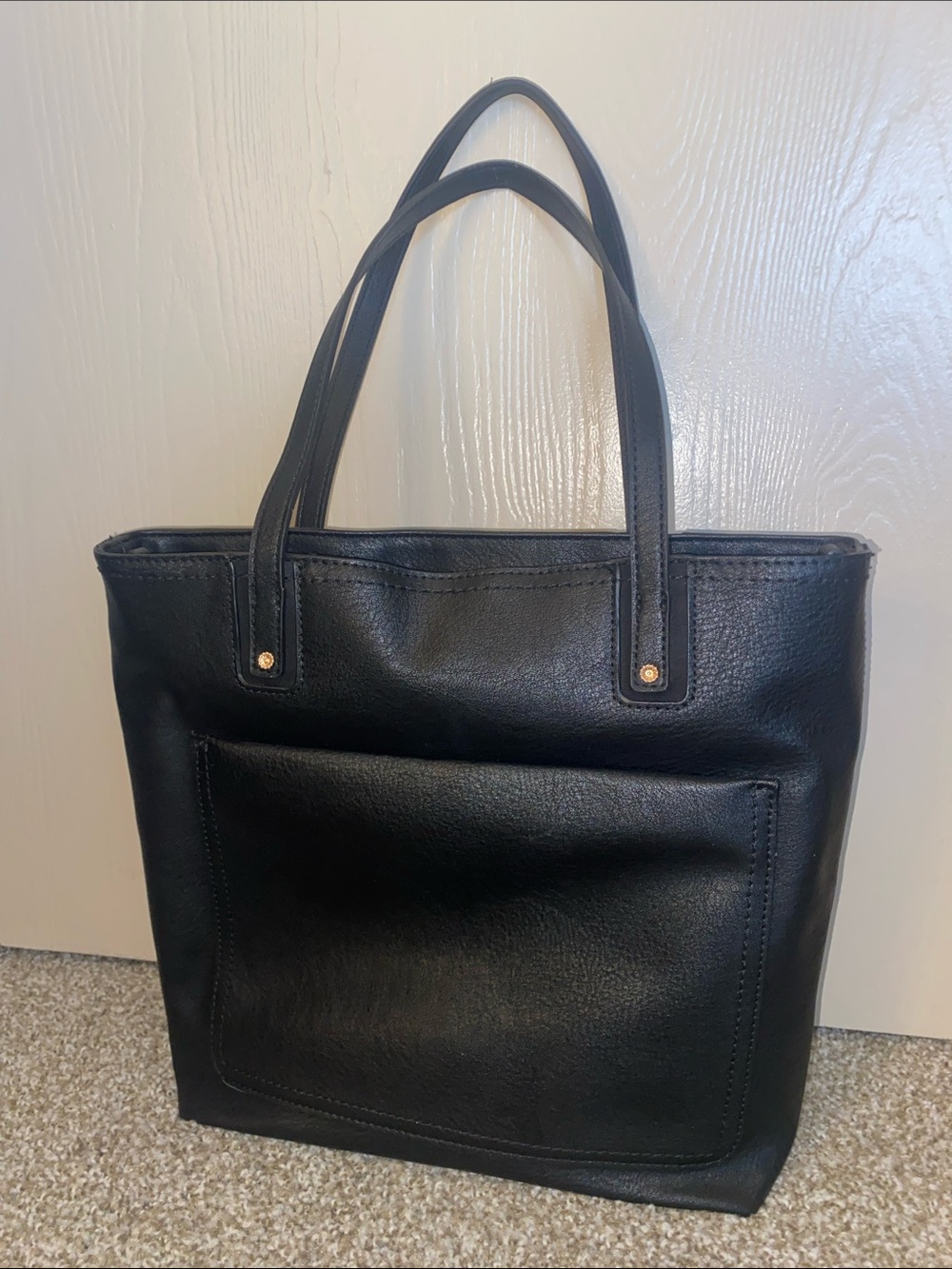 Classic Black Leather Tote Bag - Women